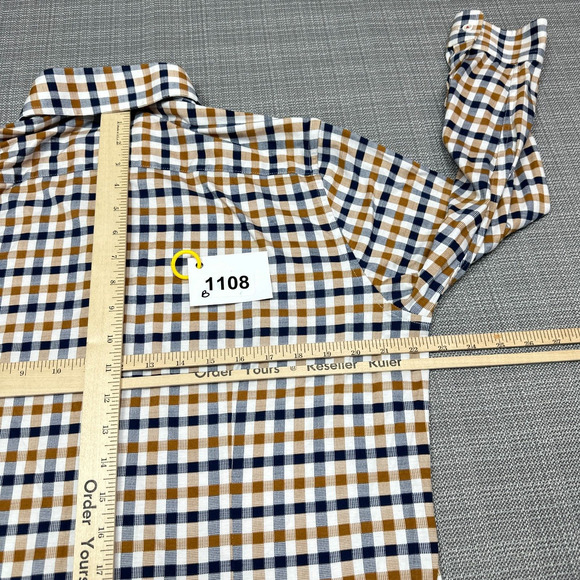 Butter Cloth Shirt Mens Large Blue Check‎ Contrasting Flip Cuff Lightweight - Picture 9 of 13